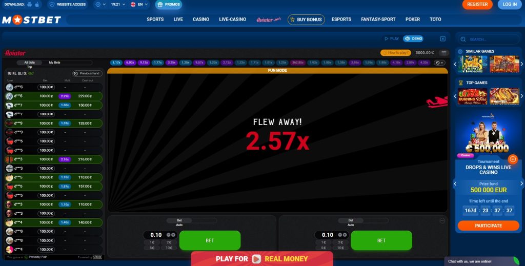 طار لعبة الطيار Mostbet بعيدا